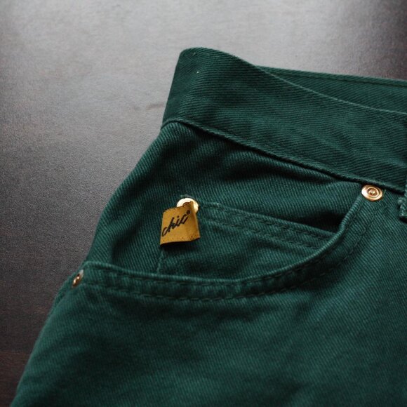 Vintage 90s Chic High-Waisted Green Denim (31x31) – Rare Find - Picture 1 of 5